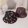 Casual Digital Printed Double-sided Fisherman's Hat with Animal, Flower and Letter Full Printing Flat Top Basin Hat