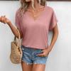 Short-sleeved Women's T-shirtV-neck Casual Summer Top,thin and Fashionable Versatile