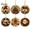 Acrylic Santa Hanging Ornaments 6 Pcs Christmas Pearl Art Ornaments, 2D Flat Holiday Tree Pendant, Effect Decoration for Home Wall Door Window
