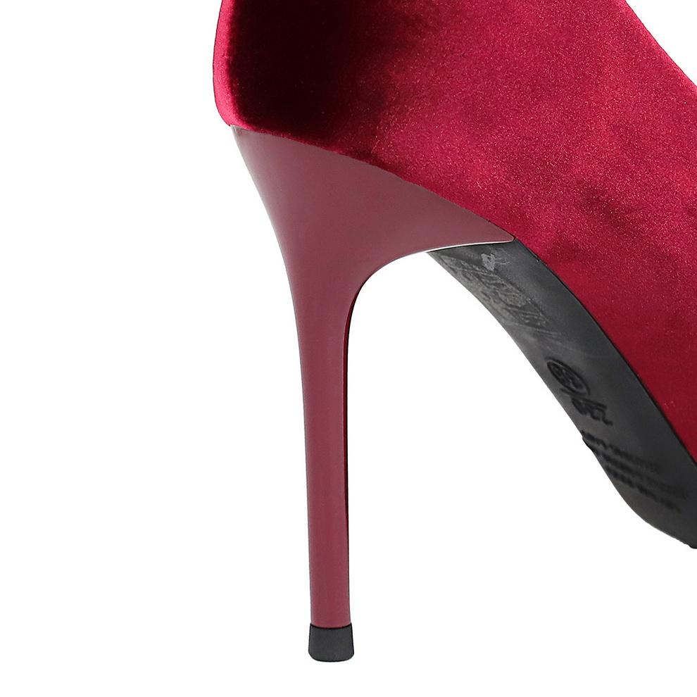 Bankietowe buty na wysokim obcasie z cienkimi obcasami i zamszowym wykończeniem. Lekkie czółenka ze szpiczastym noskiem, w bloki kolorystyczne, w kształcie kwiatów, dla kobiet