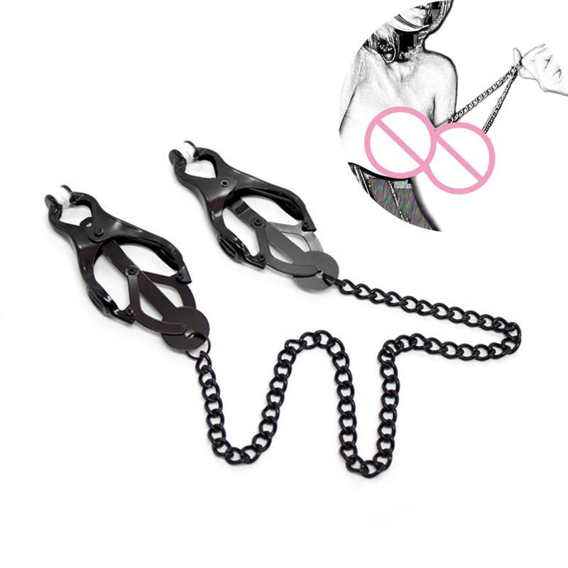 Stainless Steel Nipple Clamps Breast Clips with Chain Fetish Slave Sex Restraints Nipple Clips BDSM Bondage Sex Toys for
