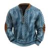Fall Winter Men Sweatshirt Half Zipper Rhombus Texture Patchwork Round Neck Pullover Long Sleeves Daily Outdoor Sports Top