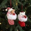 Plush Bear In Boot Christmas Ornaments Mini Stuffed Bear Hanging Ornaments Winter Fuzzy Shoes Christmas Tree Decor