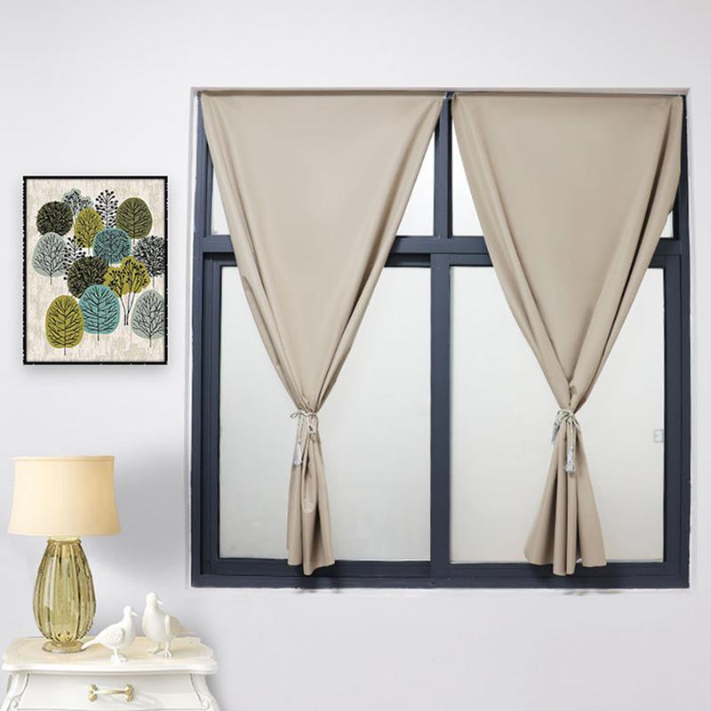 100% Blackout Curtain Self Adhesive Punch Free Bedroom Sunshade Insulation Privacy Window Curtain Door Balcony Sun Protection