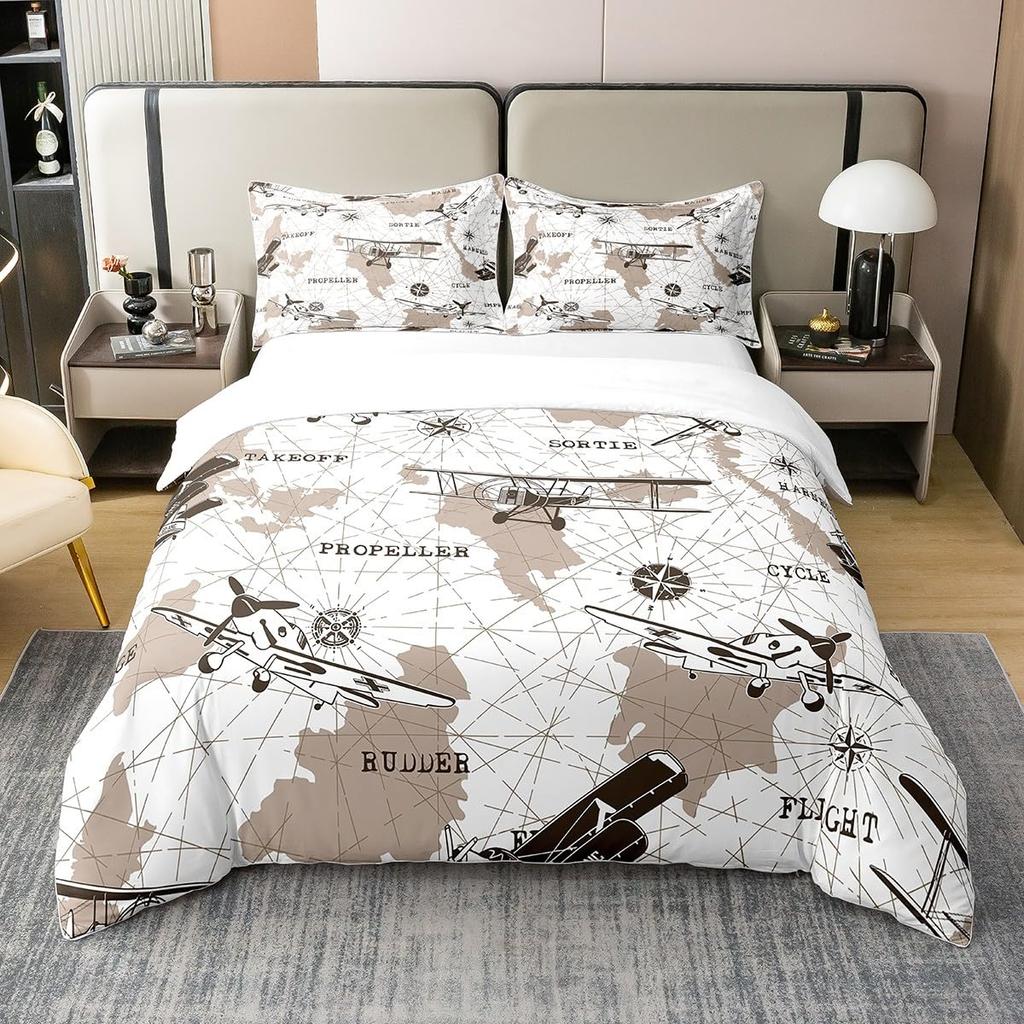 Compas Soft Duvet Cover Set, Marine Discovery Art, Decorative 3 Pieces Beding Set featuring 2 Pilow Shams, Twin Ful Quen King-Sized Dimensionsd