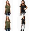 Chic Polyester Blend Ronde Hals Off-shoulder Vleermuismouw T-shirt Voor Nachtclub