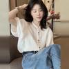 Spring and Summer Women's New Thin Loose Bubble Sleeve Short Sleeve Shirt