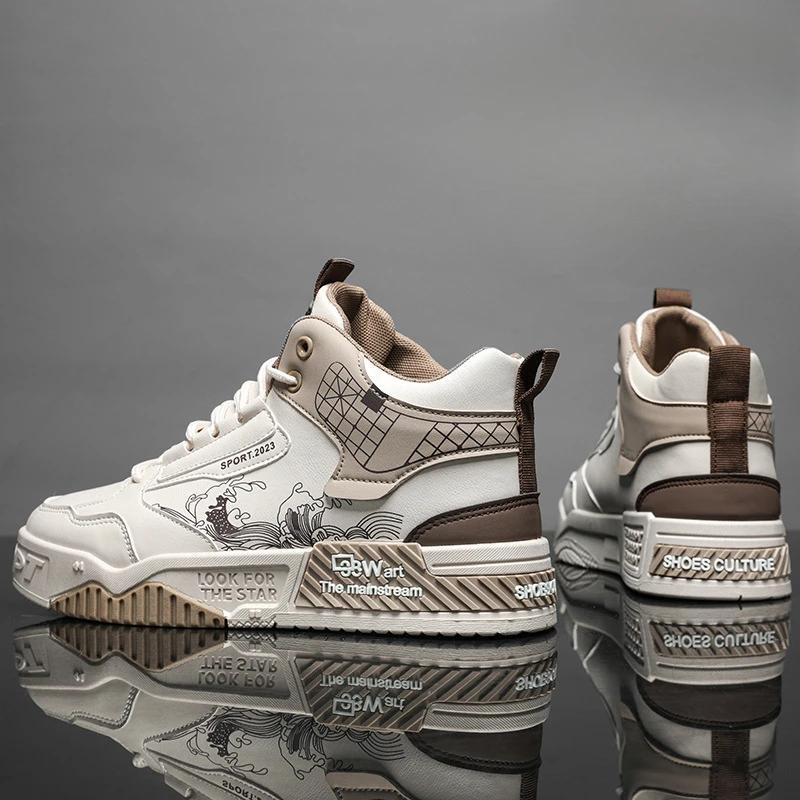 Fashion Designer Shoes for Men Casual Platform Sneakes Two-tone Lace Up Trainers Fashion Student Sneakes Mens Vulcanized Tenis Masculino