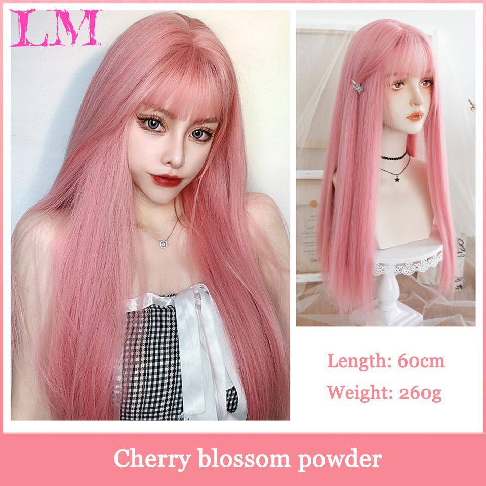 LM Long Straight Black Lace Front Wig Natural Black Pre Plucked Synthetic Lace Front Wig For Women Glueless Heat Resistant Fiber