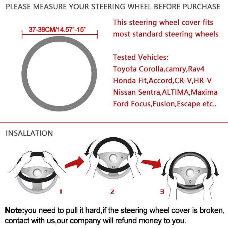 Auto-Lenkradbezug 38cm 15" Leder Für Chevrolet Cruze Malibu Sail Spark Captiva Equinox Trax/Tracker AVEO Lova Wohnmobil RP1