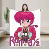 Ranma 1/2 Blankets Fleece Decoration Anime Portable Warm Throw Blankets for Home Outdoor Rug Piece