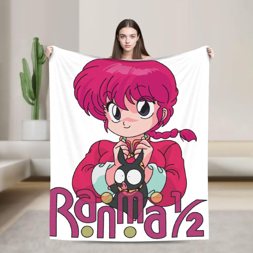 Ranma 1/2 Blanket Fleece Spring/Autumn Breathable Soft Throw Blankets for Sofa Couch Plush Thin Quilt