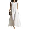 Summer Sleeveless Dress for Women Casual V Neck Long Tank Dress Flowy A-line Beach Sundress with Pockets