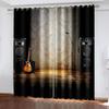 3D Print Modern Instrument Guitar Notes Cool Boy 2 Pieces Thin Shading Window Curtain For Living Room Bedroom Decor Rod Pocket