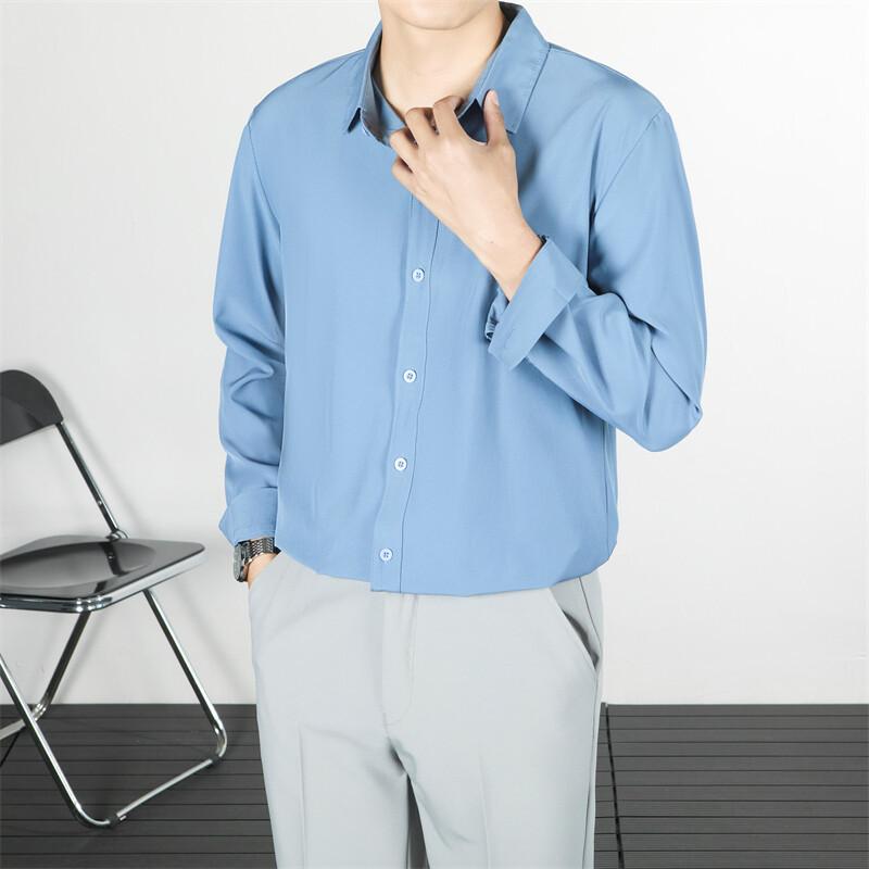 Casual Lapel Long-sleeved Shirt Men's Youth Daily Wear Overalls