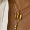 Design Stainless Steel Gold Plated Fish Pendant Clavicle Necklace For Women Waterproof Beach Party Jewelry Accessories