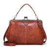 Shoulder Bags Women Retro Frame Purses Girls Crossbody Messenger Bag Small Handbags for Phe Party Faux Oil Leather Clip Bag