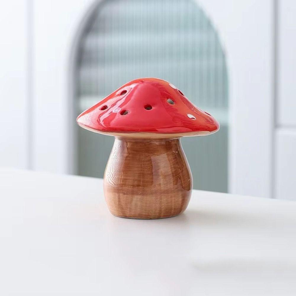 Eye-Friendly Ceramic Mushroom Night Light Soft Glow Energy Efficient Cute Mushroom Lamp Flat Bottom Ornament Cozy Ambient Light