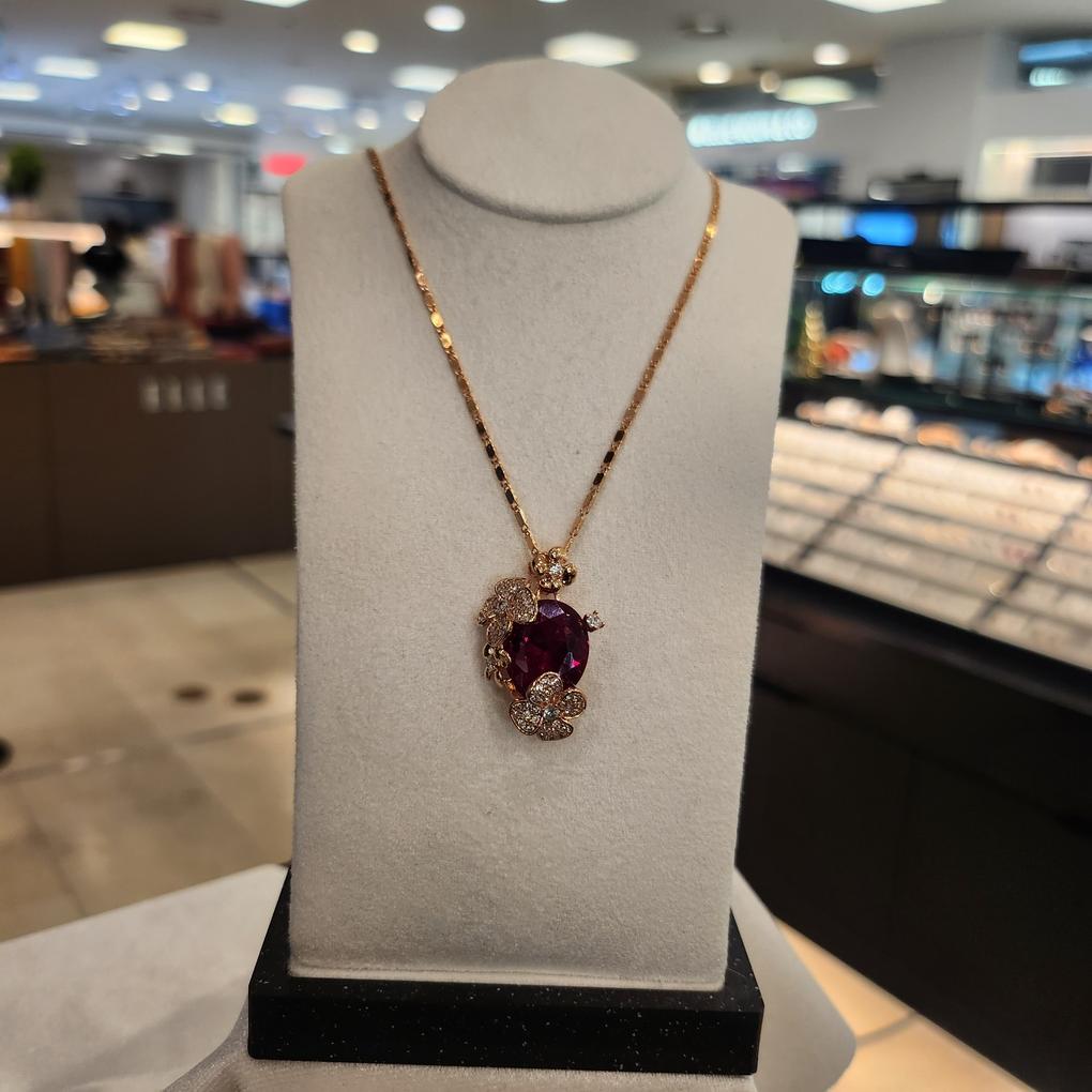 Atria Ruby Flower Gem Plated Necklace JTONEFR0041RBF