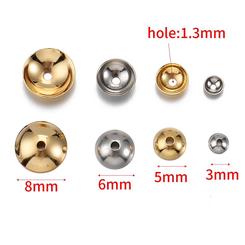 50st Rostfritt Stål 3-10mm Guld Färg Stål Färg Runda Pärlhattar Mellanpärlor för Smyckestillverkning DIY Komponenter Tillbehör