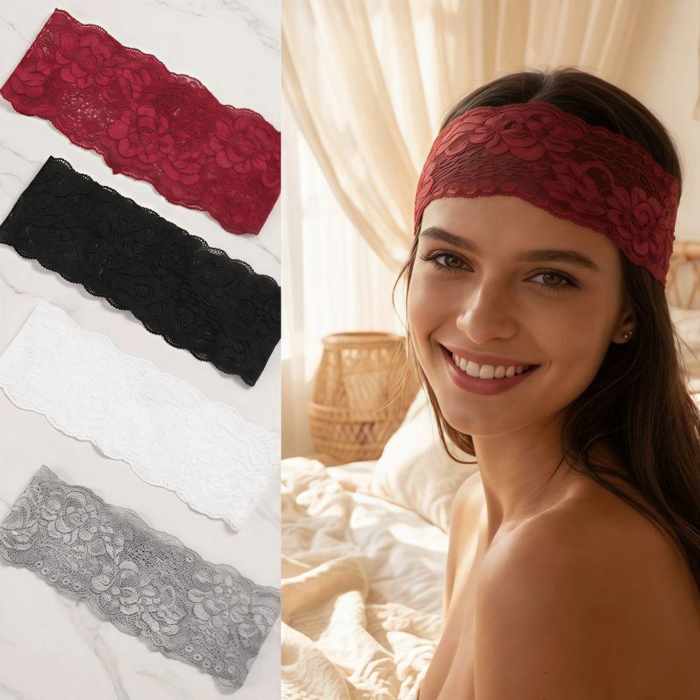 Fashion Elastic Mesh Lace Hairband Elegant Lightweight Headband Hollow-Out Breathable Headwrap Cap Lady Girls Headwear