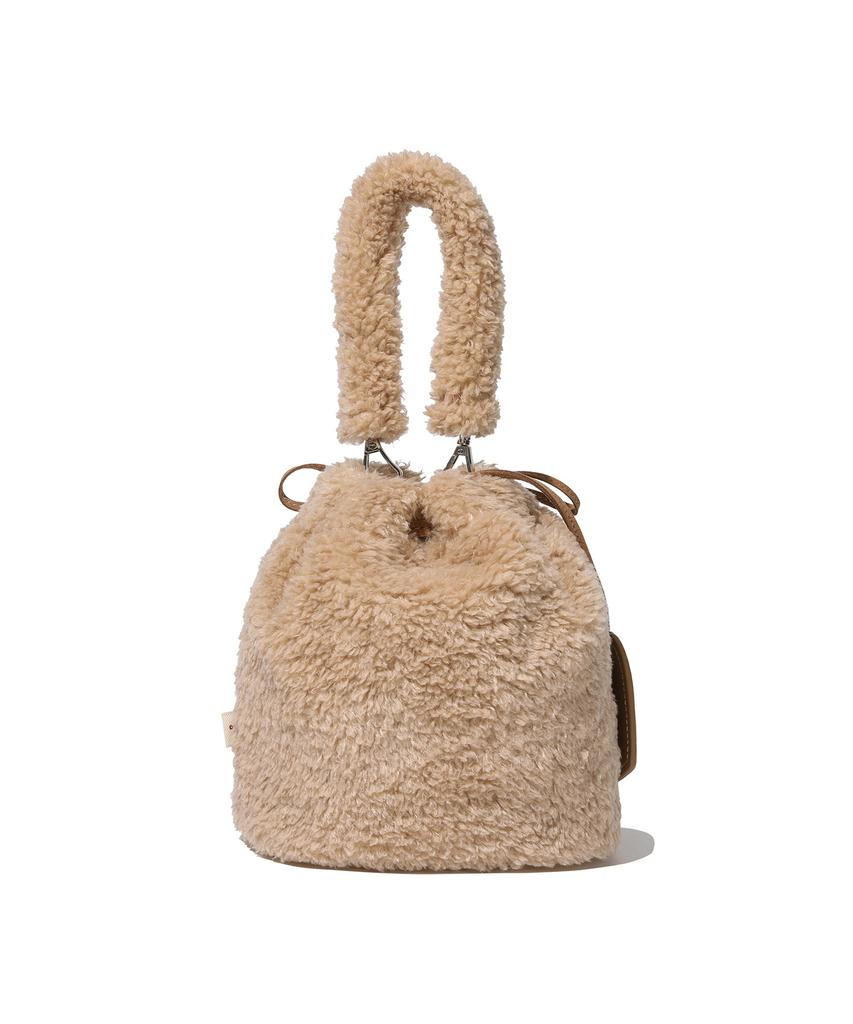 Covernat Woman Clover Heart Fluffy Bucket Bag Beige
