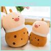 Adorable Cartoon Pig Milk Tea Plush Toy Ultra Soft Stuffed Animal Pillow Plushie