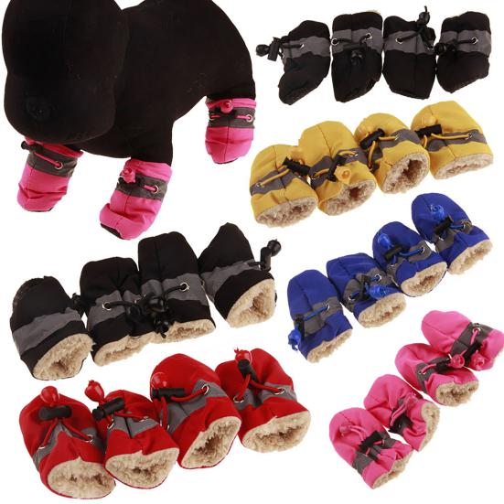 4Pcs/Set Pet Dog Puppy Non-Slip Soft Shoes Covers Rain Boots Footwear for Home