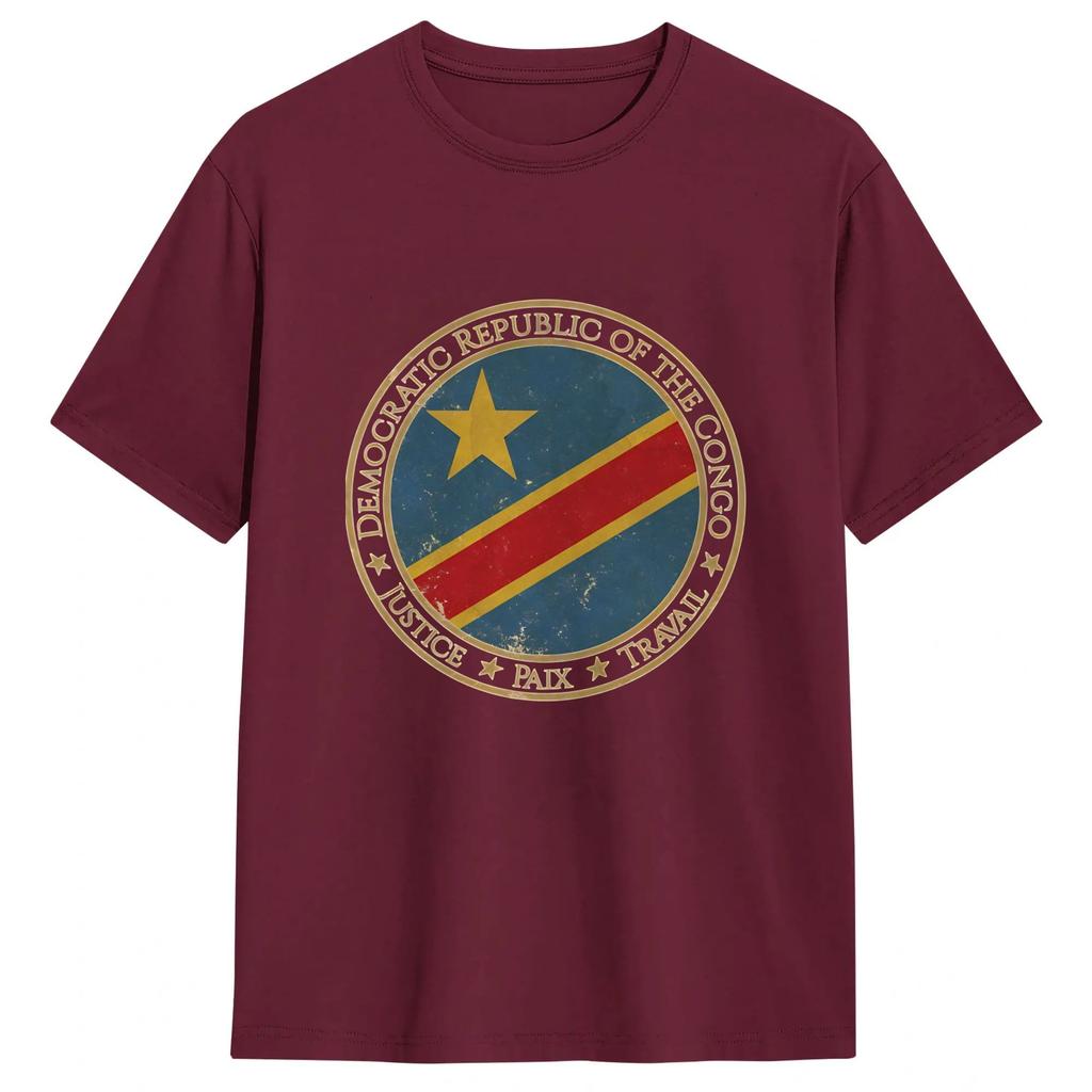 Unisexs Tshirts Congo Flag Funny 100 Cotton Tee Shirt Short Sleeve T Shirt Round Neck Clothing New Arrival