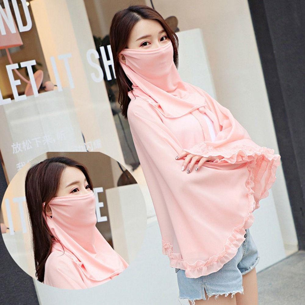 Sun UV Protection For Women Outdoor Solid Color Neck Scarf Face Scarves Ice Silk Mask Face Cover