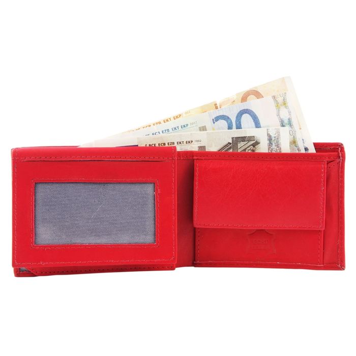 Portefeuille pour homme - EXCELLANC - Namek - Cuir véritable - Rouge - Format horizontal compact