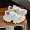 Leather Fashion Summer Mesh Breathable Platform Running Sneakers Women's Niche Original Height-increasing Casual Dad Shoes