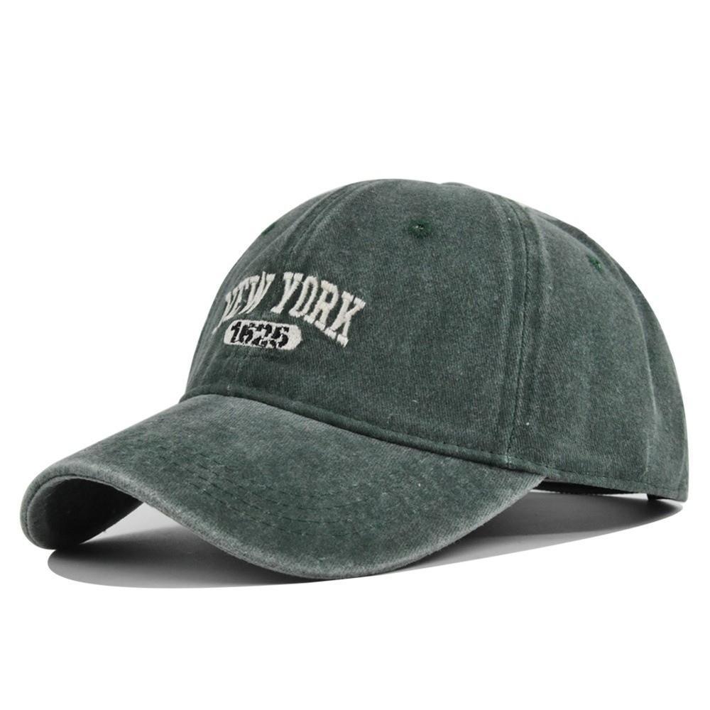 Retro Bokstav New York Broderi Basebollkeps Skärm Tvättad Bomull Basebollkepsar Justerbar Keps För Man Kvinna