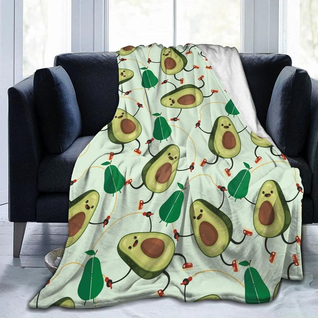 Avocado Throw Blanket,Soft Lightweight Flannel Blankets for Bed Couch Sofa, All Season Warm Cozy Fuzzy Plush Microfiber Blanket