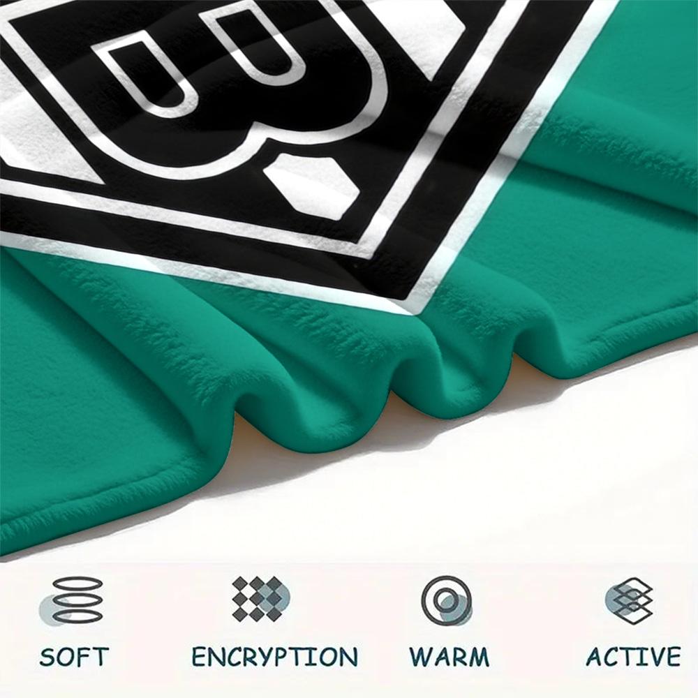 Borussia Mönchengladbach Team Logo Flannel Throw Blanket, Soft Warm Sofa Bed Cover, Soccer Fan Home Decor Blanket