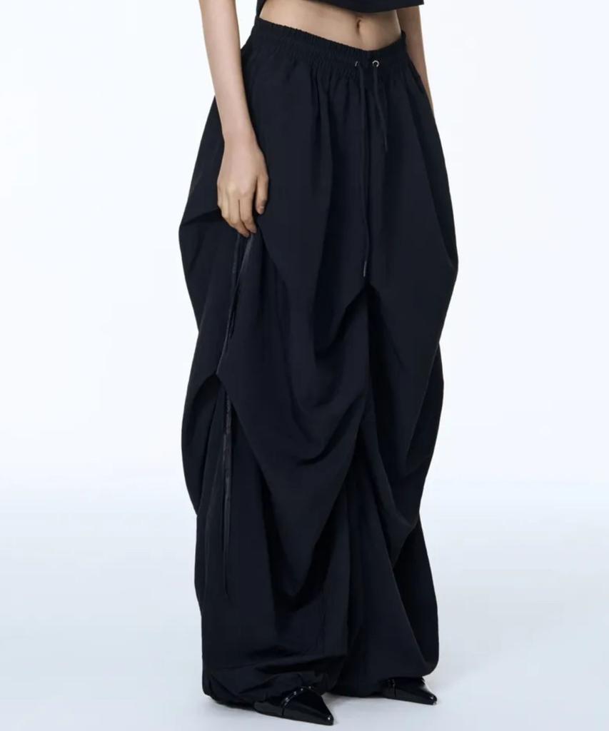 71TO96 Girdle Skirt Silhouette Pants (Black)