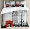 London's Clocks Trams Bridges Bedding Set London Duvet Cover Set London Telephone Booth In The Street Traditional Local Cultural