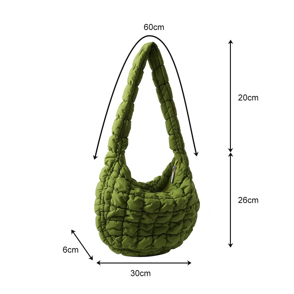 Gepolsterte Tasche aus Baumwolle, gesteppt, kariert, Pendlertasche, großes Fassungsvermögen, einfarbig, lässig, modisch, schlicht, Nylon, elegant, für Shopping, Reisen