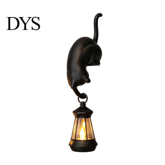 Decorative Key Holder 3D Printed Cat Shelf Sitter with Lantern, Whimsical Figurine Hook for Creative Home Decor Accessories Keys, Book Edge