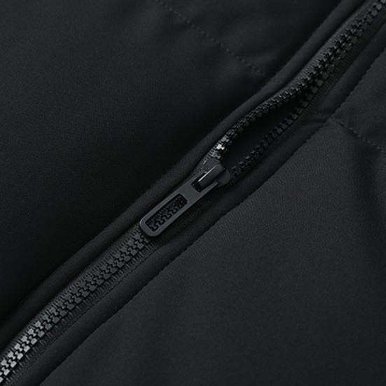 Men Women Thickened Cotton Coat Stand Collar Long Sleeve Solid Color Zipper Quilted Coat with Side Pockets Loose Fit Outwear