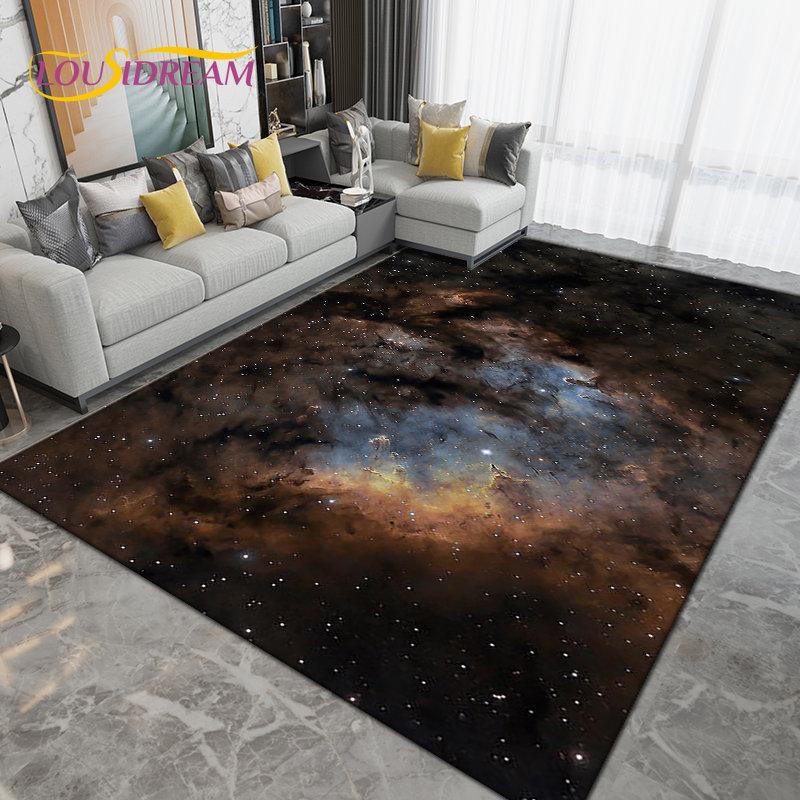 Teppich mit Galaxie-Universum, Weltraum, Sternen, Erde, groß, Teppich für Wohnzimmer, Schlafzimmer, Sofa, Fußmatte, Dekoration, rutschfeste Bodenmatte