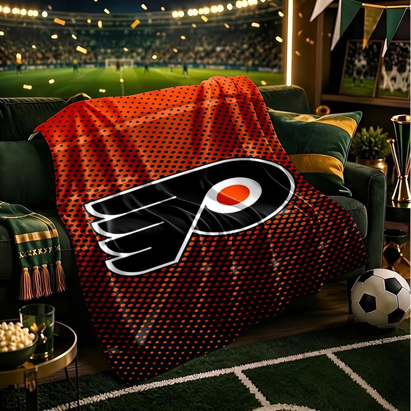 Flyers Hockey Team Throws Blanket Flannel Blankets Plush for Couch Bed Gifts for Men Women Travel Picnic Blanket Christmas Fan Gifts