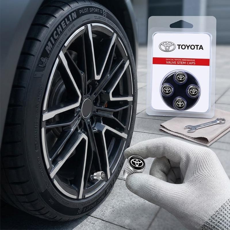 4Pcs Car Tire Valve Stem Caps Metal Waterproof Dustproof NM2 Wheel Covers for Toyota Camry Corolla RAV4 Yaris Hilux Auto Accessories