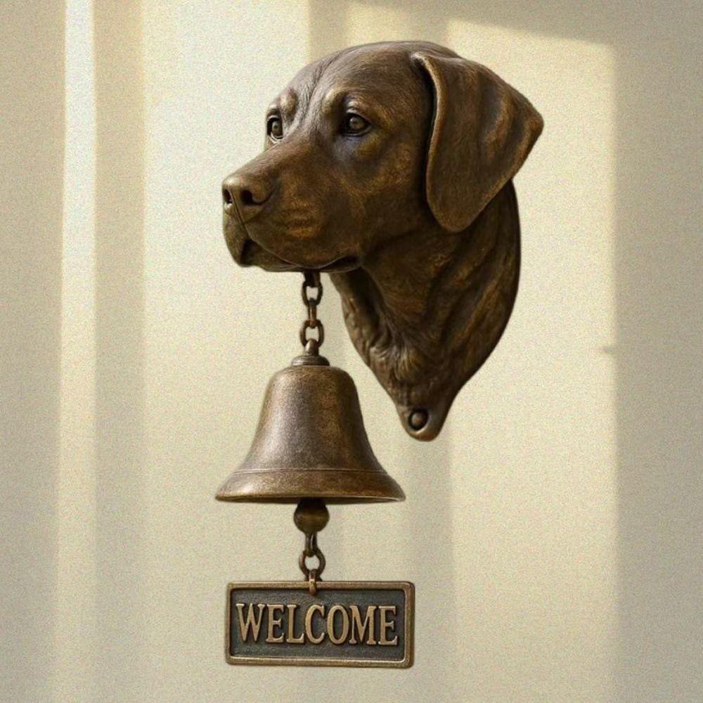 Loud Ringing Dog-Shaped Chime Bell Resin+Metal Dinner Bell Retro Front Door Chime Bell Farmhouse