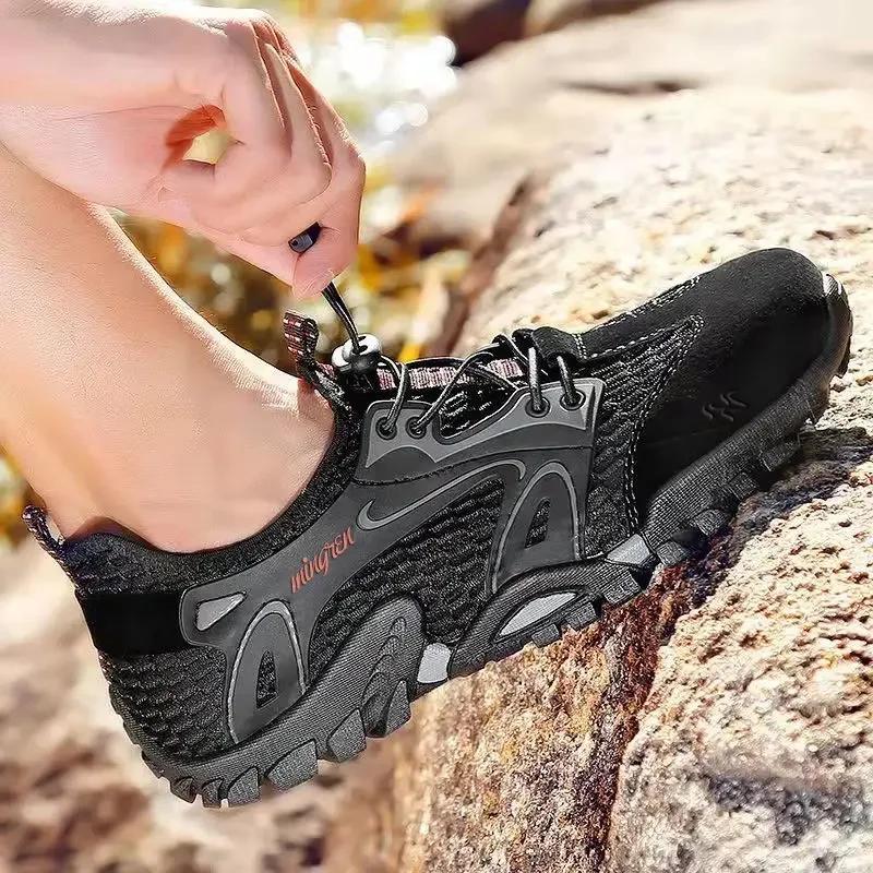 New Men's Mesh Running Casual Shoes Fashion Mountaineering Breathable Anti Slip Shoes Outdoor Travel Sports Shoes