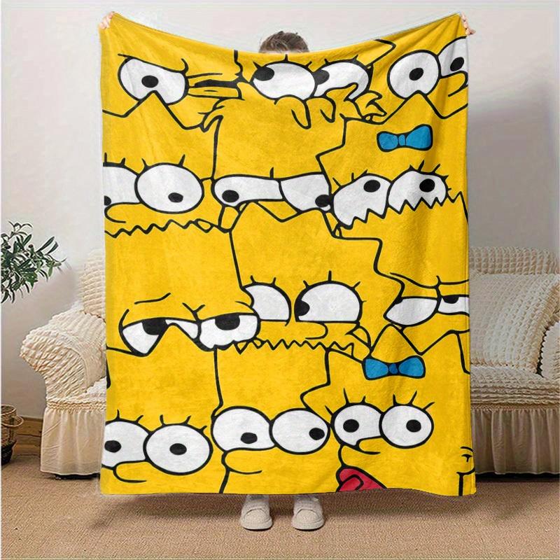 Couverture de dessin animé Les Simpsons, Couverture mignonne et chaude en peluche courte, Décoration de maison pour salon Canapé Quatre Saisons Voyage