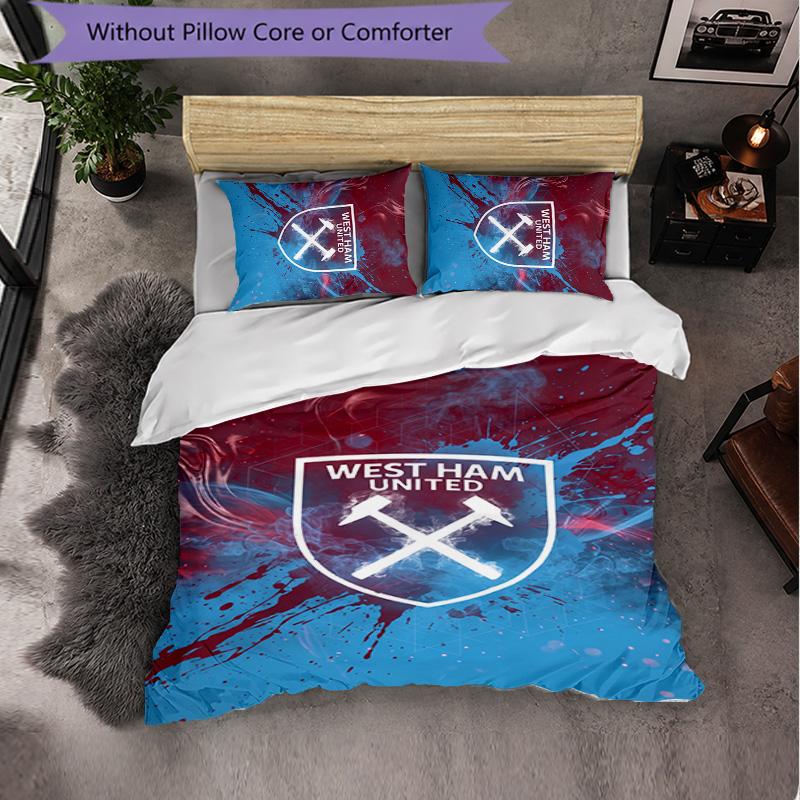 West Ham United Ποδόσφαιρο Σετ Κλινοσκεπασμάτων 3 Τεμαχίων Μαλακό Σετ Κάλυμμα Παπλώματος με Μαξιλαροθήκες Τυπωμένο Σετ Διακόσμησης Υπνοδωματίου για το Σπίτι