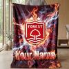 Nottingham Forest FC Gepersonaliseerde Naam Tekst Flanellen Deken Voetbal Logo Gepersonaliseerde Fleece Plaid Speciale Cadeau Voor Bank Slaapkamer Huis
