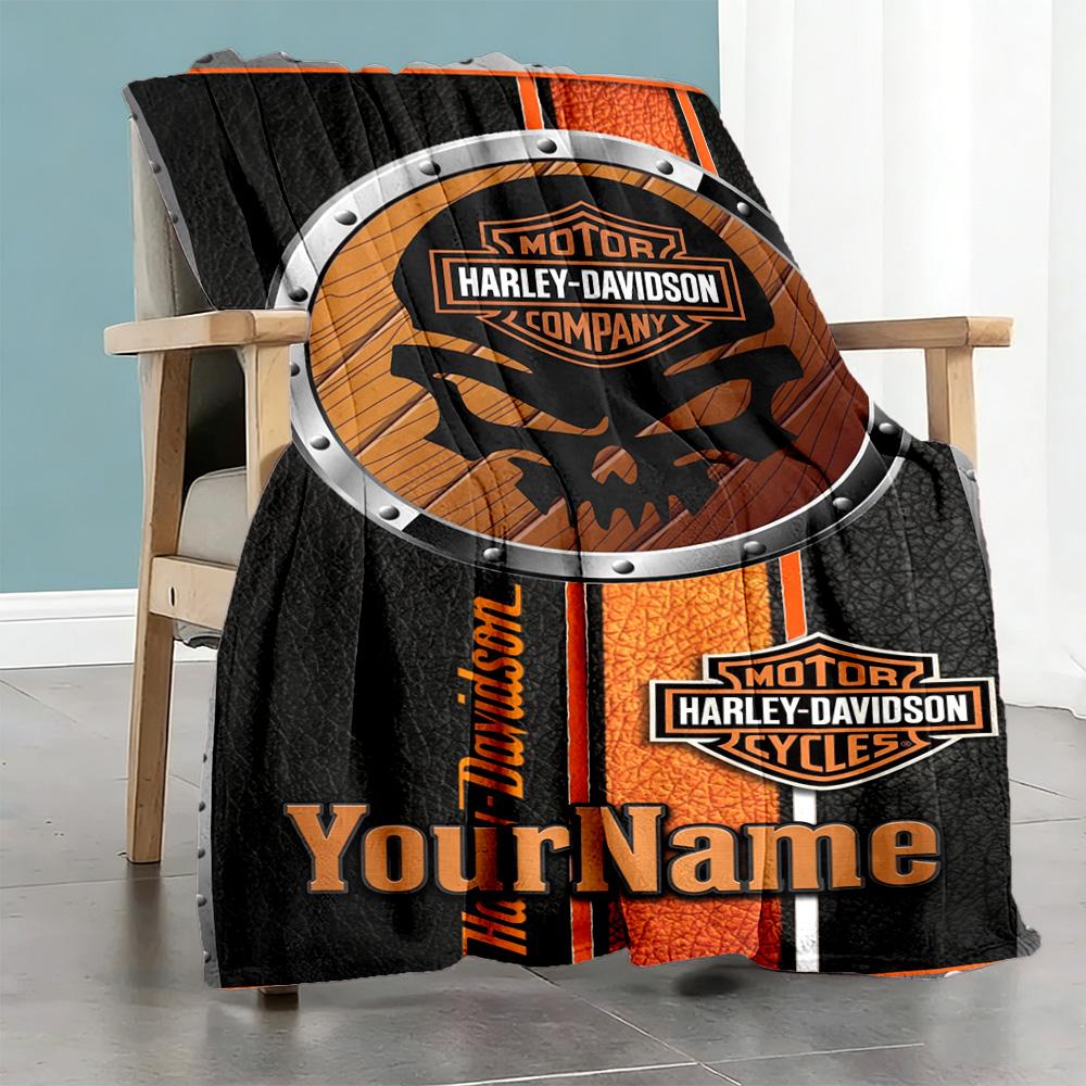 Harley-davidson Motorcyklar Personlig Namnfilt Mångsidig Anpassningsbar Filt Bekväm Perfekt för Vilosäng Säng Vardagsrum Soffa