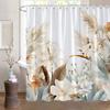Boho Bladeren Douchegordijn Bruin Blad Met Bloemen Decoratief Badgordijn Polyester Stof Waterdicht Badkamergordijn Met Haken